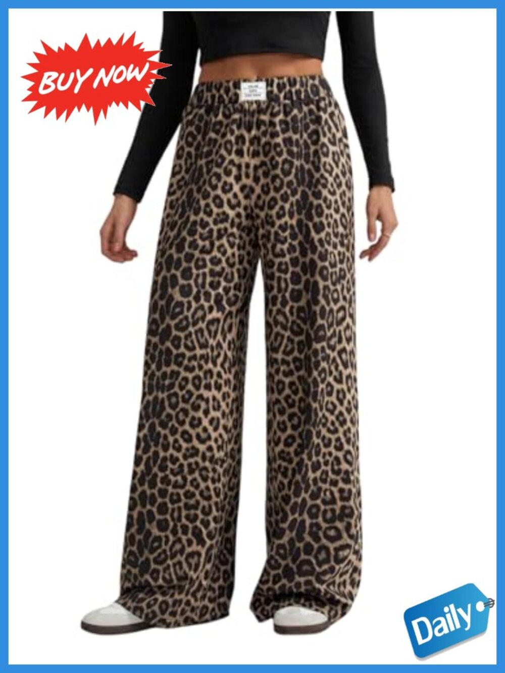 GORGLITTER Cheetah Print Wide Leg Sweatpants High Waist Baggy